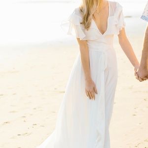 LULUS WONDERFUL DAY WHITE WRAP MAXI DRESS